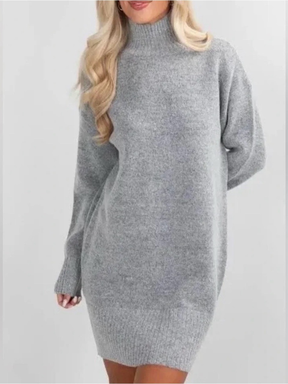 Zenana Classic Grey Knit Sweater Dress